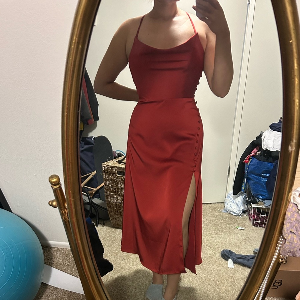 Rust color formal dress
